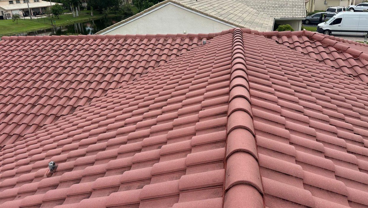 Tile roof after pressure cleaning